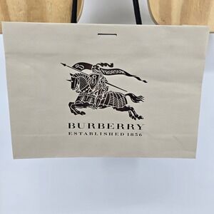 Authentic Burberry Vintage Tan Silver Logo  Gift Shopping Bag 16.5 x 11.5 x 4.5